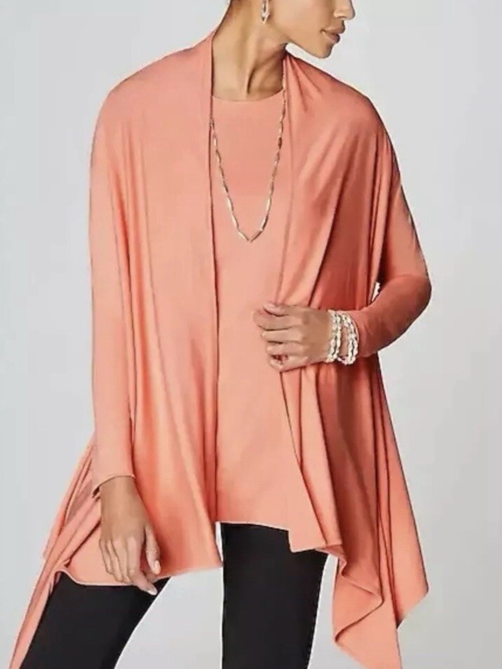 J.Jill Wearever Peach Open-Front Cardigan